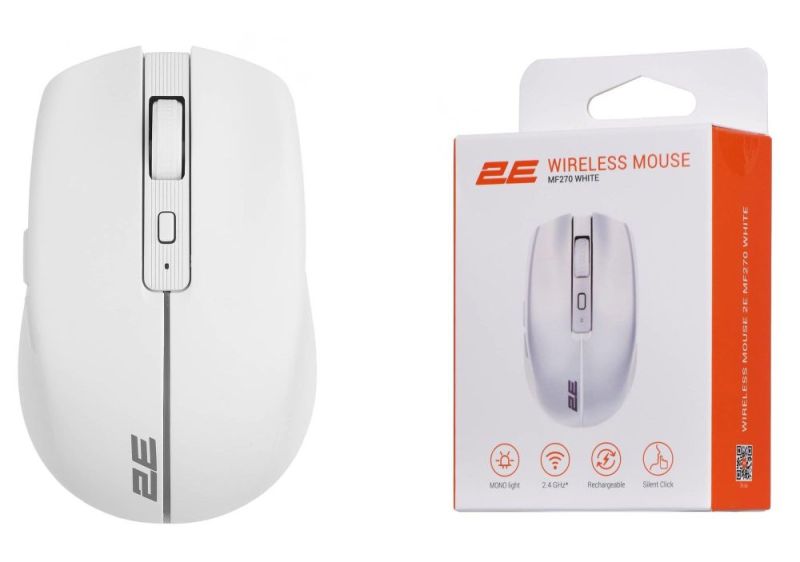Мышь беспроводная 2E MF270 Silent Rechargeable WL White  (2E-MF270WWH)