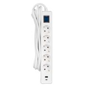 Сетевой фильтр 2E 5хSchuko, 1 х USB, 1 x USB-C, 3 м (2E-SP515M3USBWH)