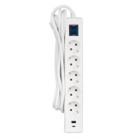 Мережевий фільтр 2E 5хSchuko, 1 х USB, 1 x USB-C, 3 м (2E-SP515M3USBWH)