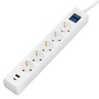 Сетевой фильтр 2E 5хSchuko, 1 х USB, 1 x USB-C, 3 м (2E-SP515M3USBWH)