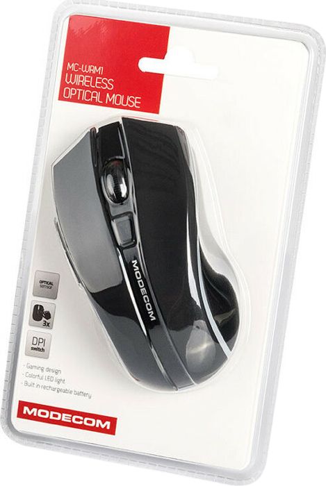 Мишка  Modecom MC-WRM1, бездротова, зарядка, 3кн., 1600dpi, чорна (M-MC-WRM1-100)