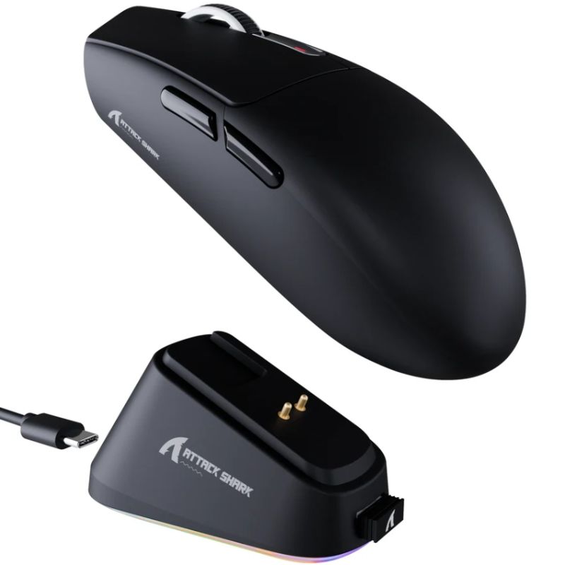 Мишка Attack Shark G3 PRO, Wireless/Bluetooth, 25000dpi. (PAW3311), 6кн., Black (G3PROB_AS)
