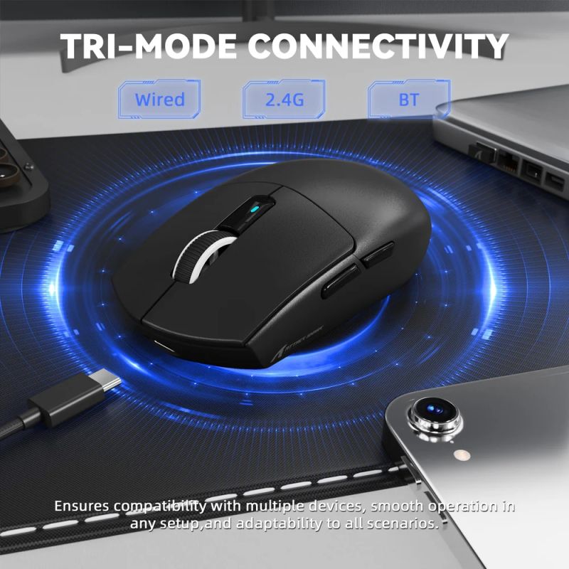 Мишка Attack Shark G3 PRO, Wireless/Bluetooth, 25000dpi. (PAW3311), 6кн., Black (G3PROB_AS)