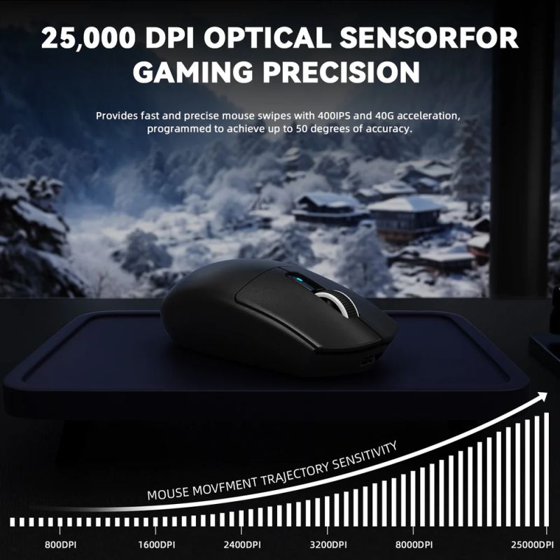 Мишка Attack Shark G3 PRO, Wireless/Bluetooth, 25000dpi. (PAW3311), 6кн., Black (G3PROB_AS)
