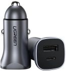 Автозарядка 2xUSB 30W (USB-C + USB-A) CD130 Ugreen (40858)