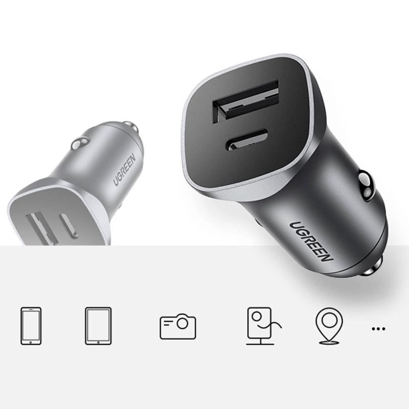 Автозарядка 2xUSB 30W (USB-C + USB-A) CD130 Ugreen (40858)