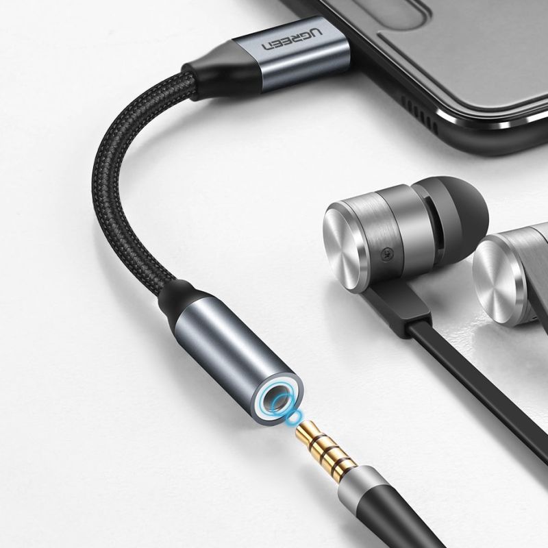 Кабель Type C - AUX Audio M/F 0.10м UGREEN AV142 Чорний (30632)
