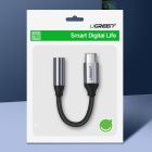 Кабель Type C - AUX Audio M/F 0.10м UGREEN AV142 Чорний (30632)