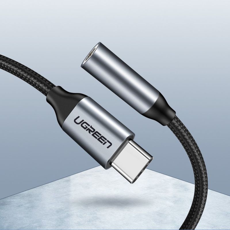 Кабель Type C - AUX Audio M/F 0.10м UGREEN AV142 Чорний (30632)