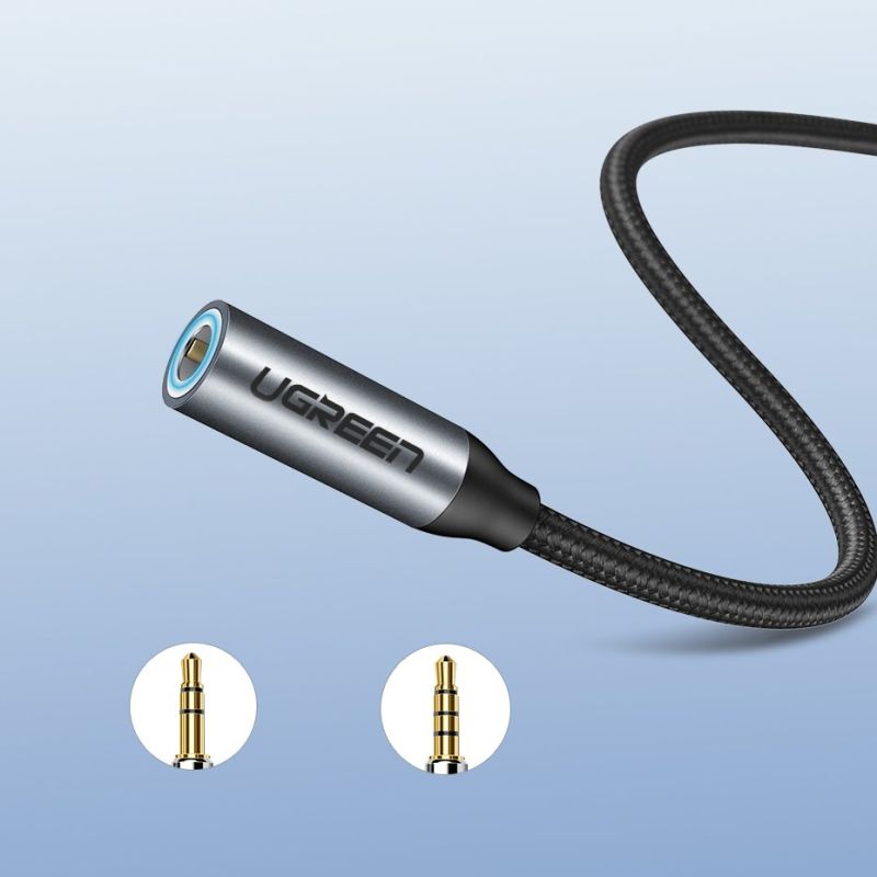 Кабель Type C - AUX Audio M/F 0.10м UGREEN AV142 Чорний (30632)