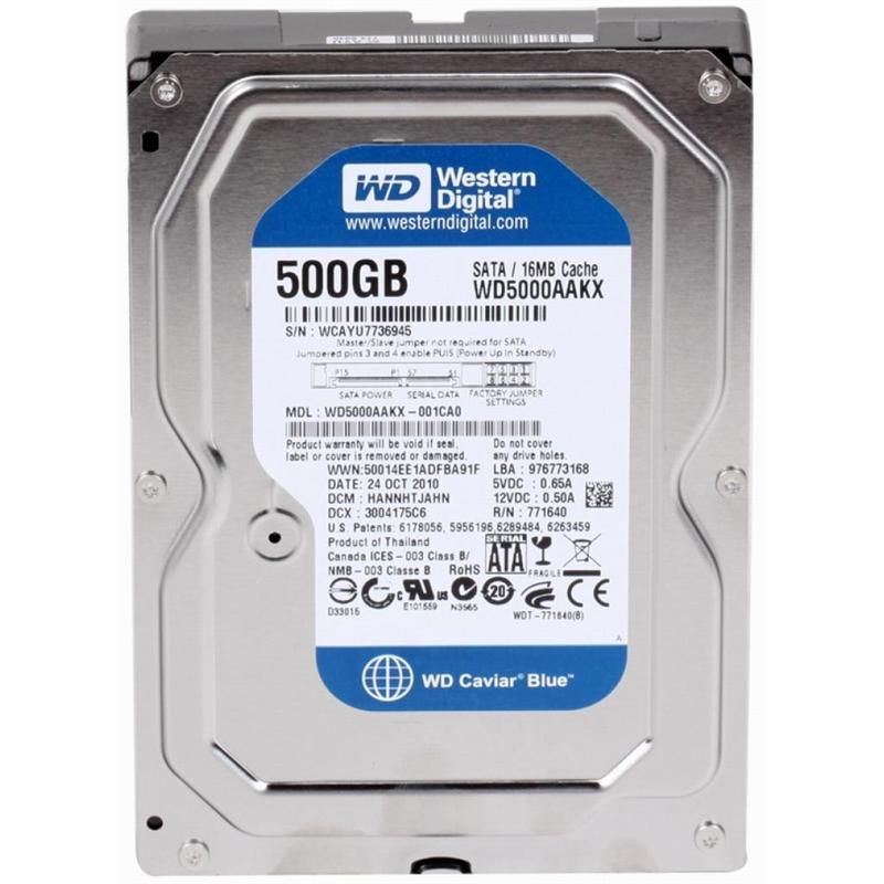 Накопитель HDD SATA  500GB WD Blue 7200rpm 16MB (WD5000AAKX) Refurbished (WD5000AAKX_)