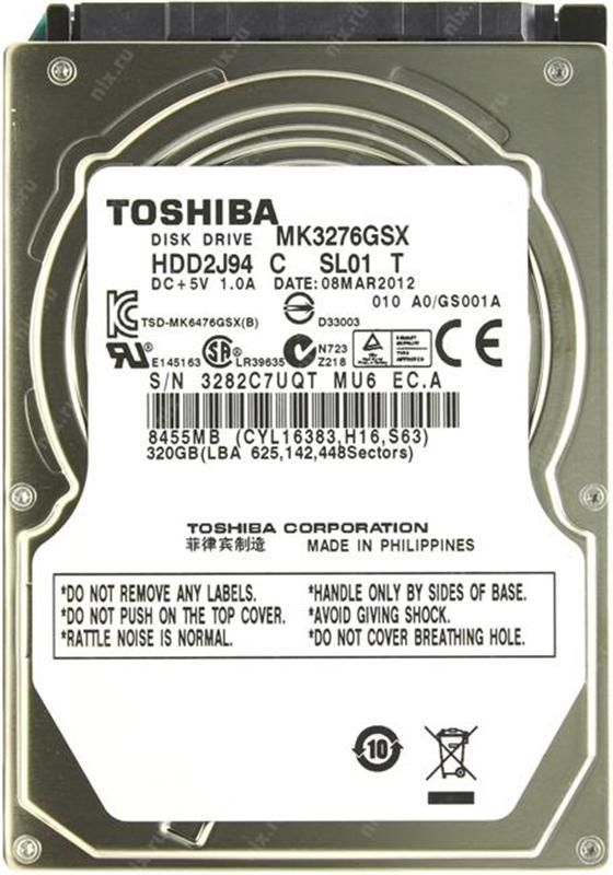Накопичувач HDD 2.5" SATA 320GB Toshiba 5400rpm 8MB (MK3276GSX) гар. 12 мiс. Refurbished (MK3276GSX_)