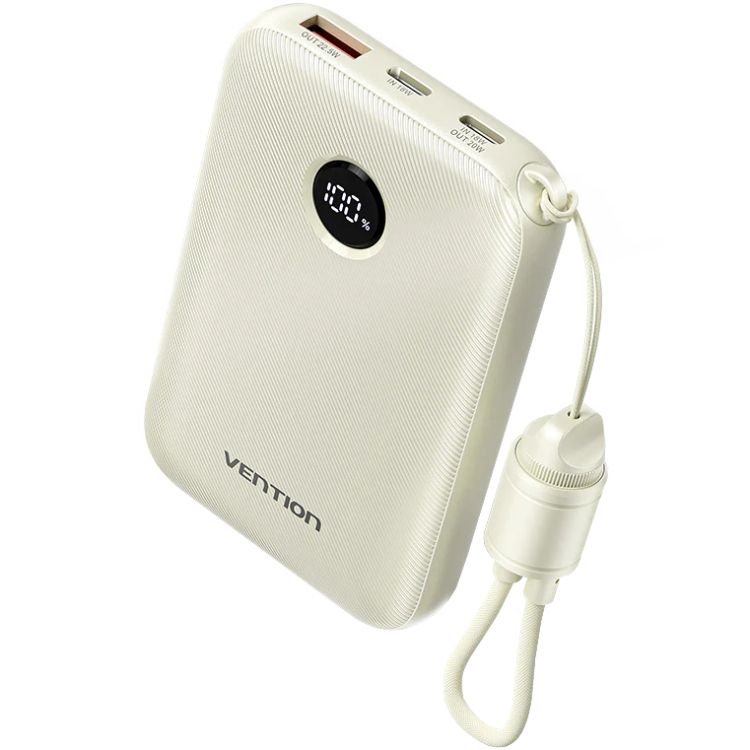 УМБ Vention 10000mAh 22,5W Fast Charging, USB-A, 2xUSB-C Beige (FKAN0-C)