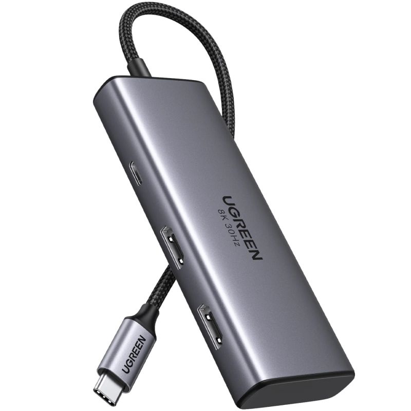 Док-станція USB3.1 Type-C --> HDMIx2,4K60Hz(8k30Hz)/USB 3.0x2/Type-C/PD 100W CM498 6 in 1 Ugreen (15852)