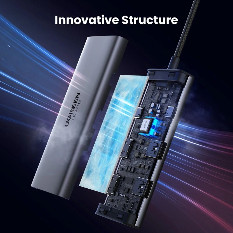 Док-станція USB3.1 Type-C --> HDMIx2,4K60Hz(8k30Hz)/USB 3.0x2/Type-C/PD 100W CM498 6 in 1 Ugreen (15852)