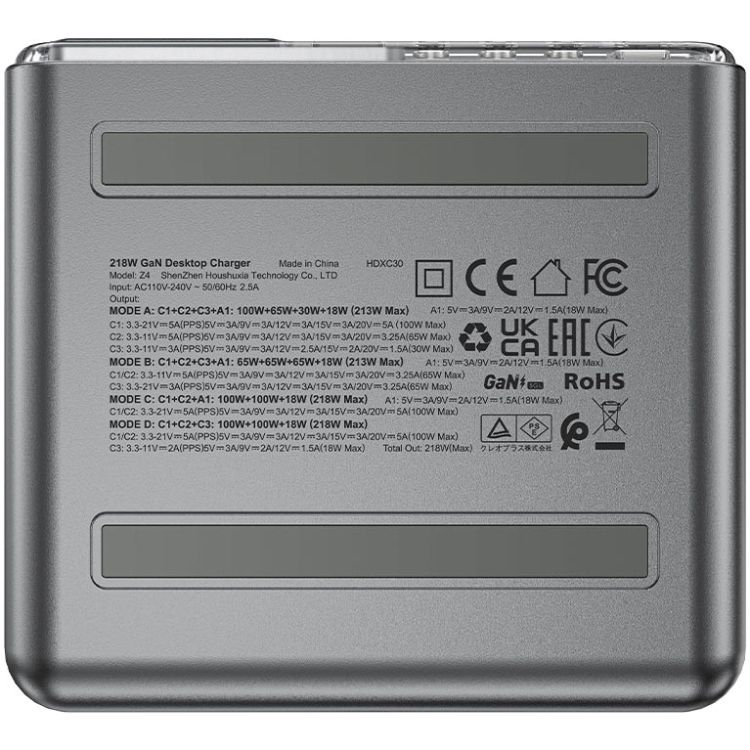 Зарядний пристрій 4xUSB 218W (3xUSB-C+USB-A) Gan Z4 Fast Charger Acefast (6974316282587)