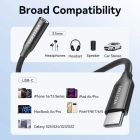Перехідник USB-C --> аудіо Jack 3.5мм, Aluminum Alloy, чорний Vention (BIIBA)