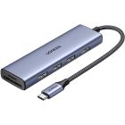 Док-станція USB3.0 Type-C --> HDMI 4K30Hz/3xUSB-А 3.0/Type-C/PD 100W 6-in-1 CM511 Ugreen (20956A)