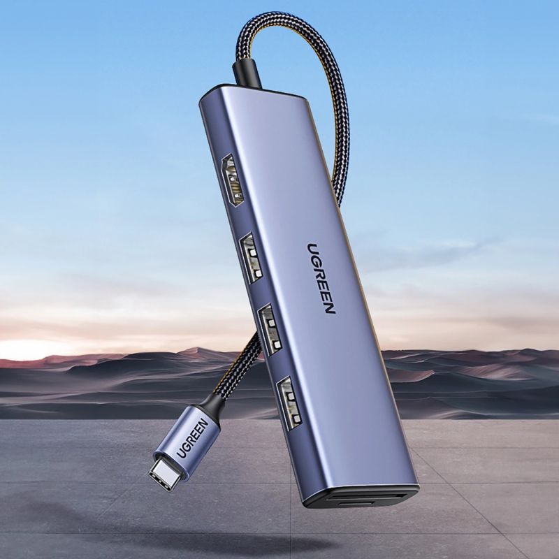 Док-станція USB3.0 Type-C --> HDMI 4K30Hz/3xUSB-А 3.0/Type-C/PD 100W 6-in-1 CM511 Ugreen (20956A)