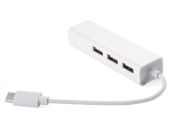 Хаб USB 2.0 Type-C -> 3xUSB 2.0 + RJ45 Fast Ethernet White (S0742)
