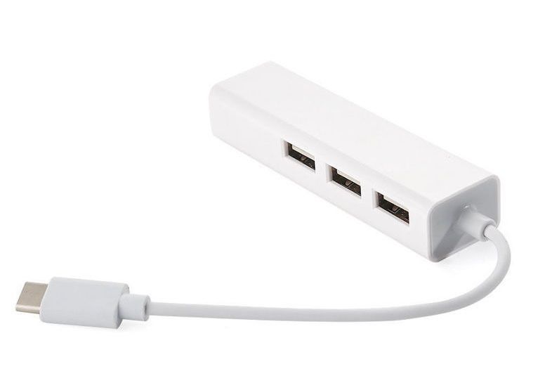 Хаб USB 2.0 Type-C -> 3xUSB 2.0 + RJ45 Fast Ethernet White (S0742)