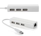 Хаб USB 2.0 Type-C -> 3xUSB 2.0 + RJ45 Fast Ethernet White (S0742)