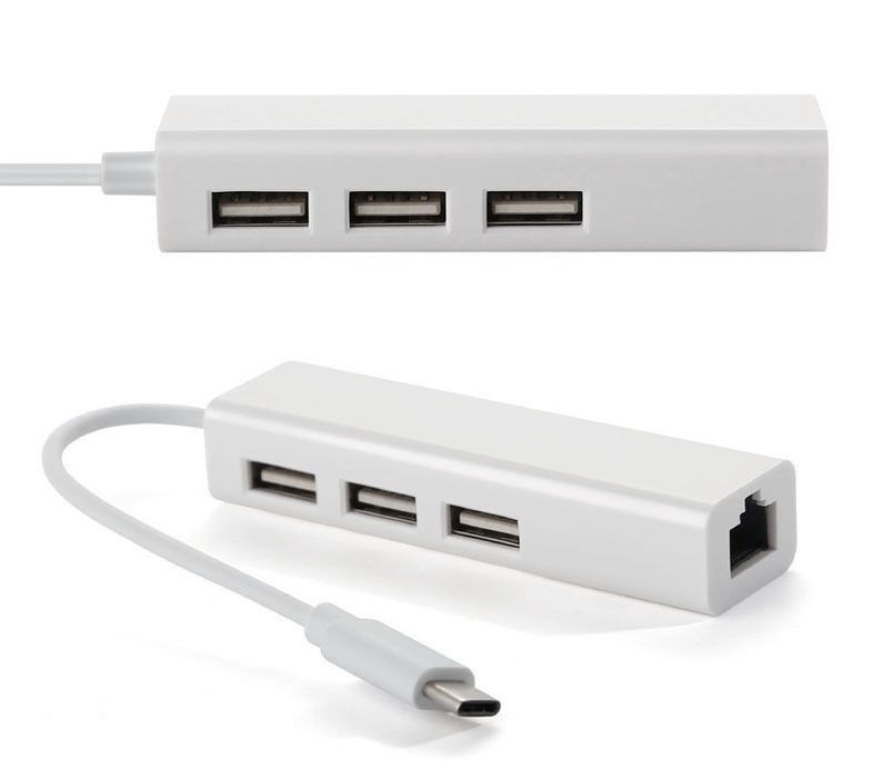 Хаб USB 2.0 Type-C -> 3xUSB 2.0 + RJ45 Fast Ethernet White (S0742)