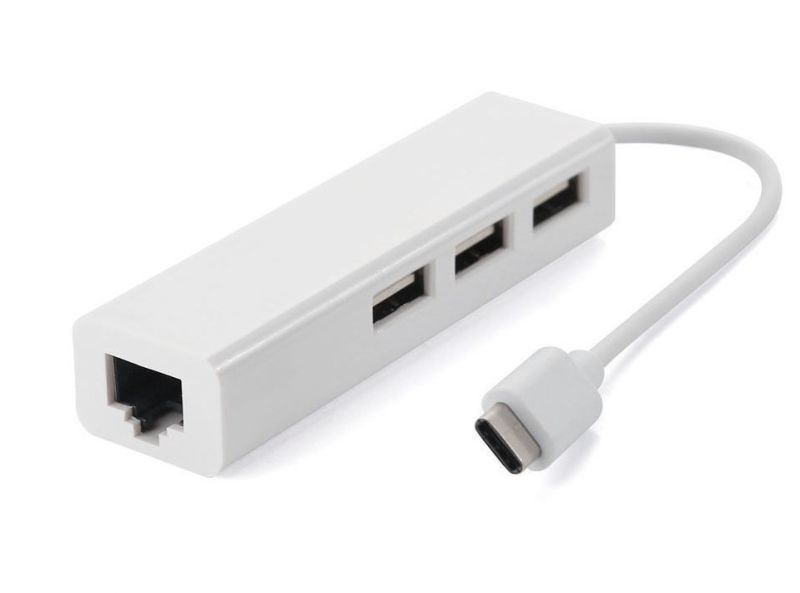 Хаб USB 2.0 Type-C -> 3xUSB 2.0 + RJ45 Fast Ethernet White (S0742)
