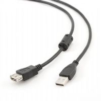 Кабель Cablexpert подовжувач USB - USB V 2.0 (M/F), 4.5 м, феритовий фільтр, чорний (CCF-USB2-AMAF-15)