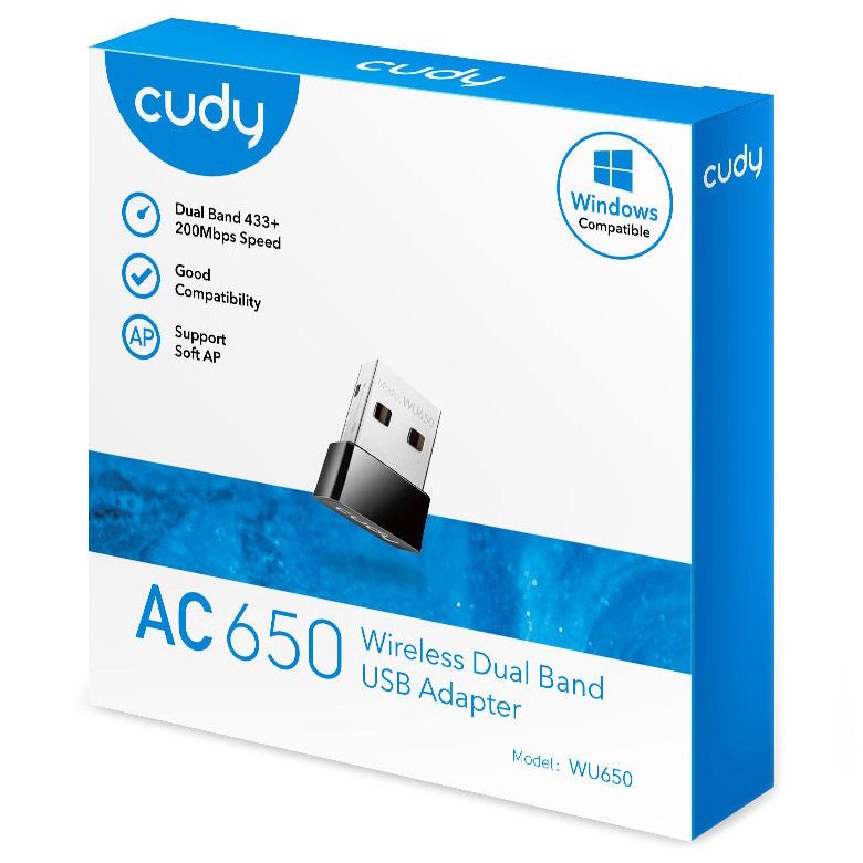Адаптер WiFi Cudy WU650, AC650 Wi-Fi Mini USB Adapter (WU650)