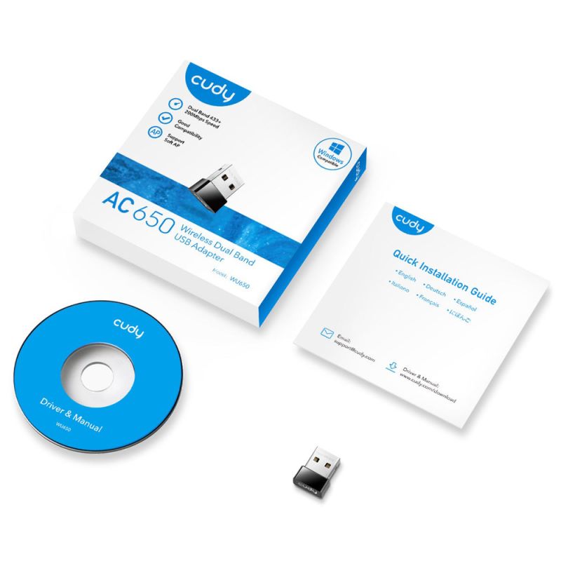 Адаптер WiFi Cudy WU650, AC650 Wi-Fi Mini USB Adapter (WU650)
