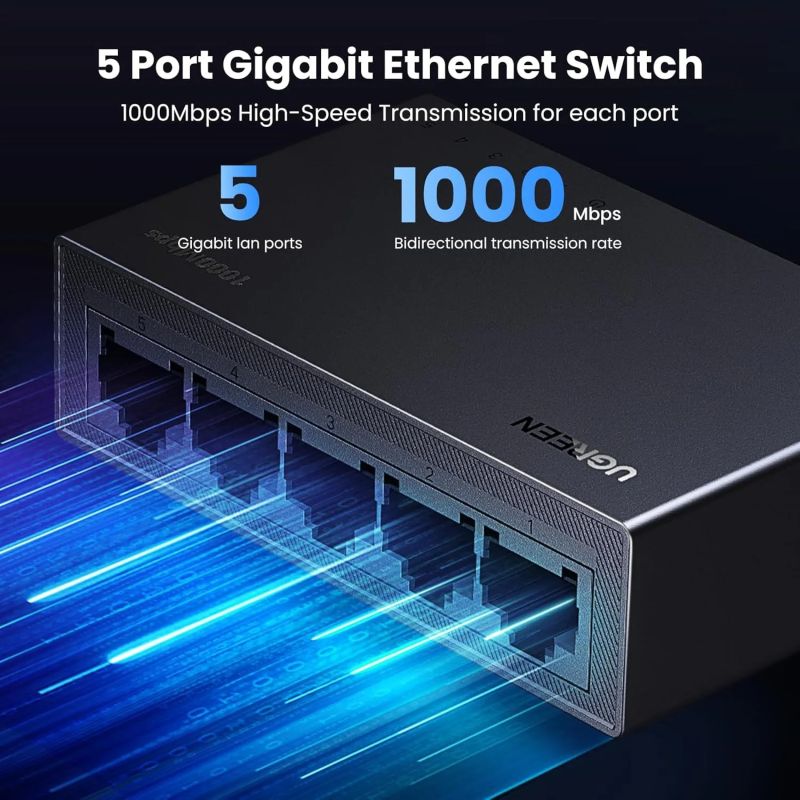 Комутатор Ugreen, 5-Port Gigabit Ethernet Switch (CM833)