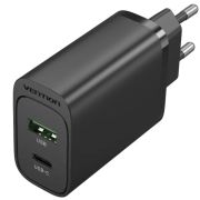 Зарядний пристрій 2xUSB 38W PD,QC3.0 (USB-C+USB-A) чорний Vention (FBIB0-EU)
