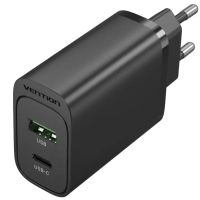 Зарядний пристрій 2xUSB 38W PD,QC3.0 (USB-C+USB-A) чорний Vention (FBIB0-EU)