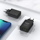 Зарядний пристрій 2xUSB 38W PD,QC3.0 (USB-C+USB-A) чорний Vention (FBIB0-EU)