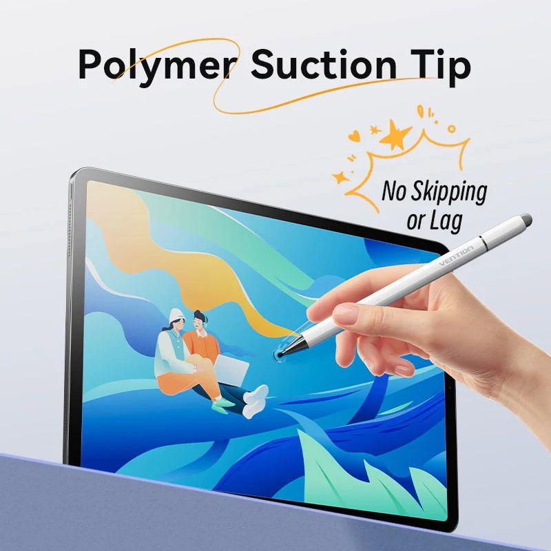 Стилус - ручка для ємнісних екранів 3-в-1 Magnetic Stylus Pen White Aluminum Alloy Type Vention (KQLW0)