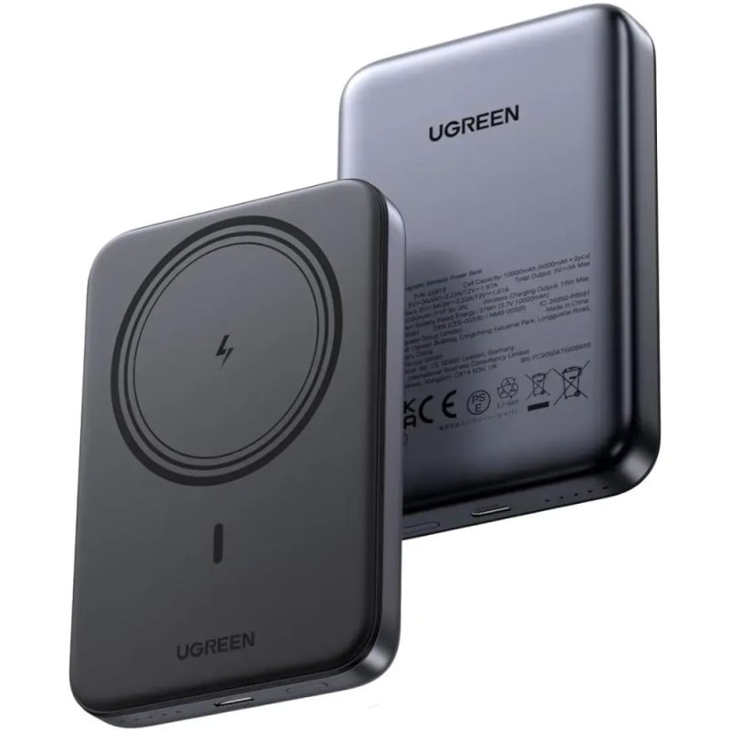 УМБ Ugreen Magnetic Wireless 10000 mAh 20W USB-C In/Out (PB561) Black (25919)