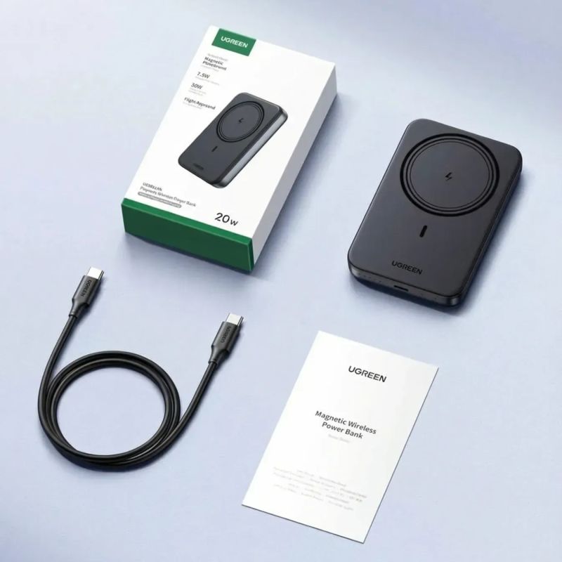 УМБ Ugreen Magnetic Wireless 10000 mAh 20W USB-C In/Out (PB561) Black (25919)