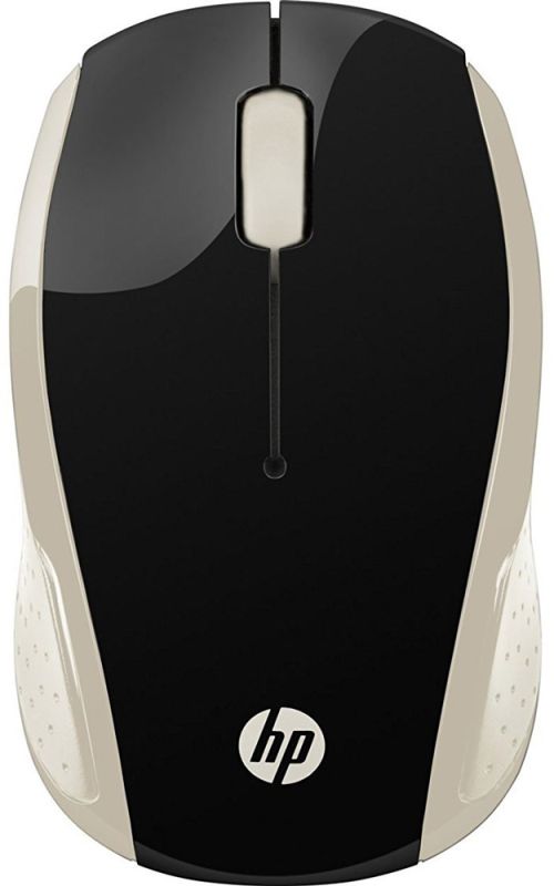 Мишка бездротова HP 200 Silk Gold Wireless Mouse, 3 кн., 1000 dpi, чорно-золотиста (2HU83AA)