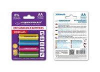 Акумулятор Esperanza Ni-MH AA/HR06 2000 mAh BL 4шт Mix (EZA108)