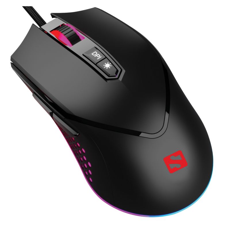Мишка Sandberg Azazinator Mouse 6400 RGB, ігрова, 6400dpi., 7кн.Huano чорна (640-20)