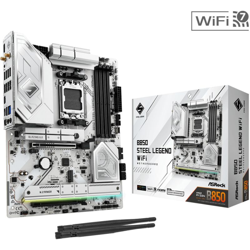ASRock B850 Steel Legend WiFi (AM5/B850, 4*DDR5, 2xPCIex16, HDMI, 4xSATA,4xM.2, 2.5GLan, ATX) (B850 Steel Legend WiFi)