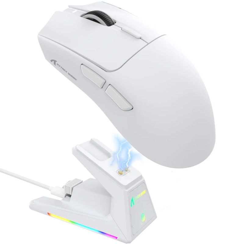 Мишка Attack Shark X1, Wireless/Bluetooth, 40000dpi. (PAW3395PRO), 6кн., White (X1W_AS)