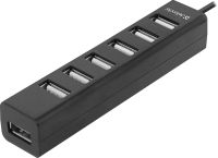 Хаб USB 2.0 -> 7xUSB 2.0  passive, Black Defender (83203)