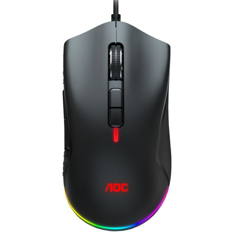 Мишка AOC GM530 ігрова, 16000dpi., 7кн., RGB PMW3389 Kailh switch чорна (GM530B)