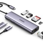 Док-станція USB3.1 Type-C --> HDMI 4K60Hz/USB 3.0x2/RJ45/SD/TF/PD 100W Ugreen CM512 Сіра (90568)