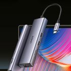 Док-станція USB3.1 Type-C --> HDMI 4K60Hz/USB 3.0x2/RJ45/SD/TF/PD 100W Ugreen CM512 Сіра (90568)