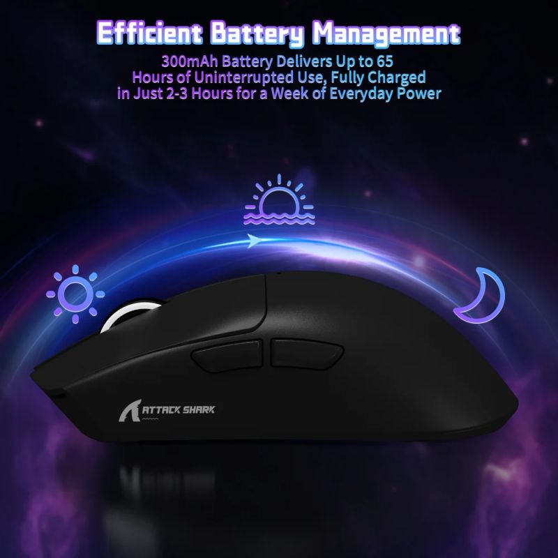 Мишка Attack Shark X11SE, Wireless//Bluetooth, 22000dpi. (PAW3311), 6кн., Black (X11SEB_AS)
