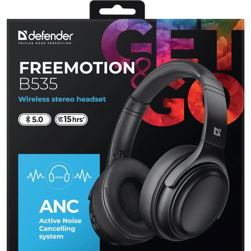 Гарнітура Defender FreeMotion B535, Bluetooth+3,5мм, ANC, Black (63535)