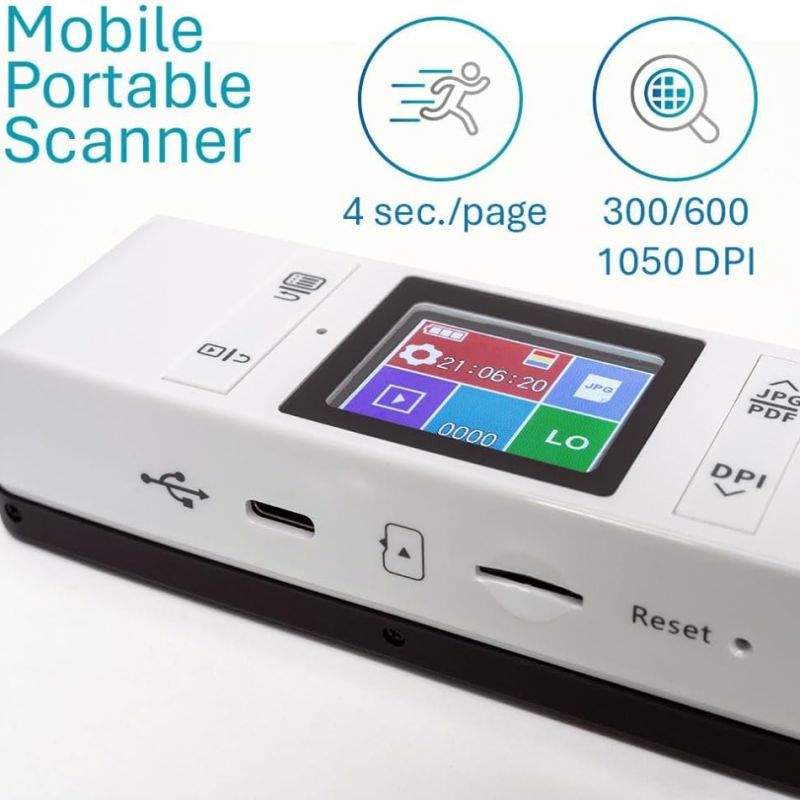 Сканер A4 Canon IRIScan Book 7 (1050dpi, USB, microSD, 15стор/хв, портативний, білий) (464669)